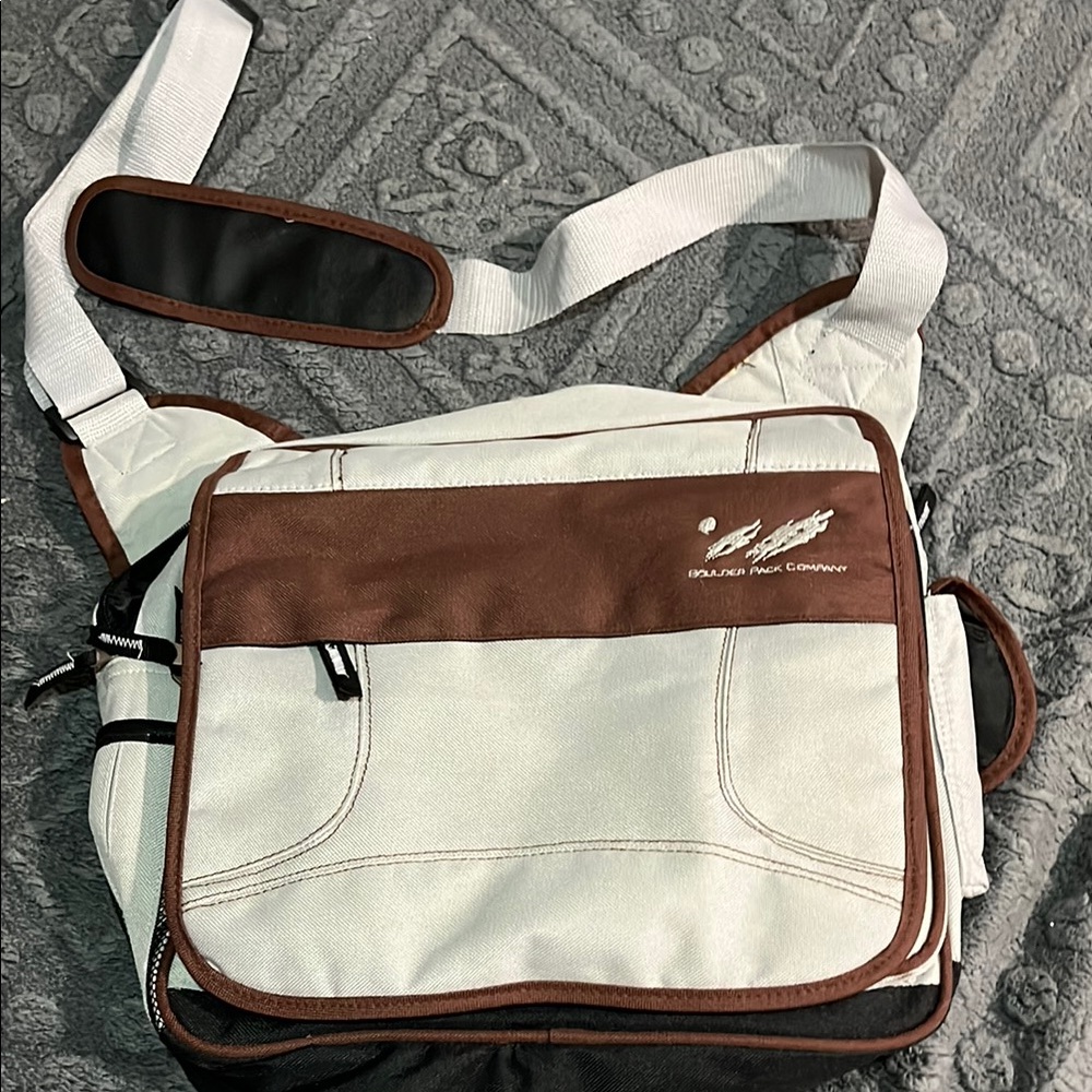 Brown and White Shoulder Bag